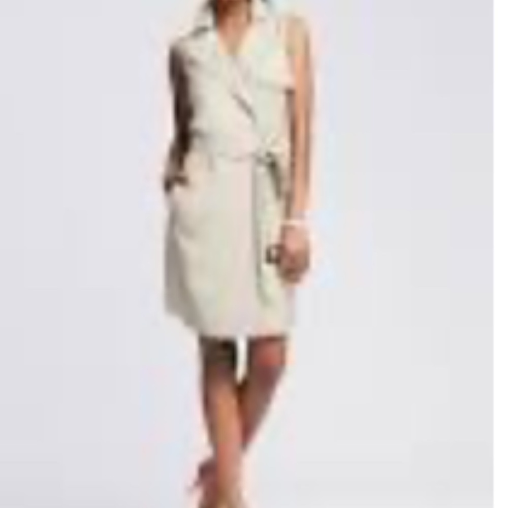 BR BANANA REPUBLIC BELTED TRENCH DRESS WASHED STONE M NEW WITH TAGS